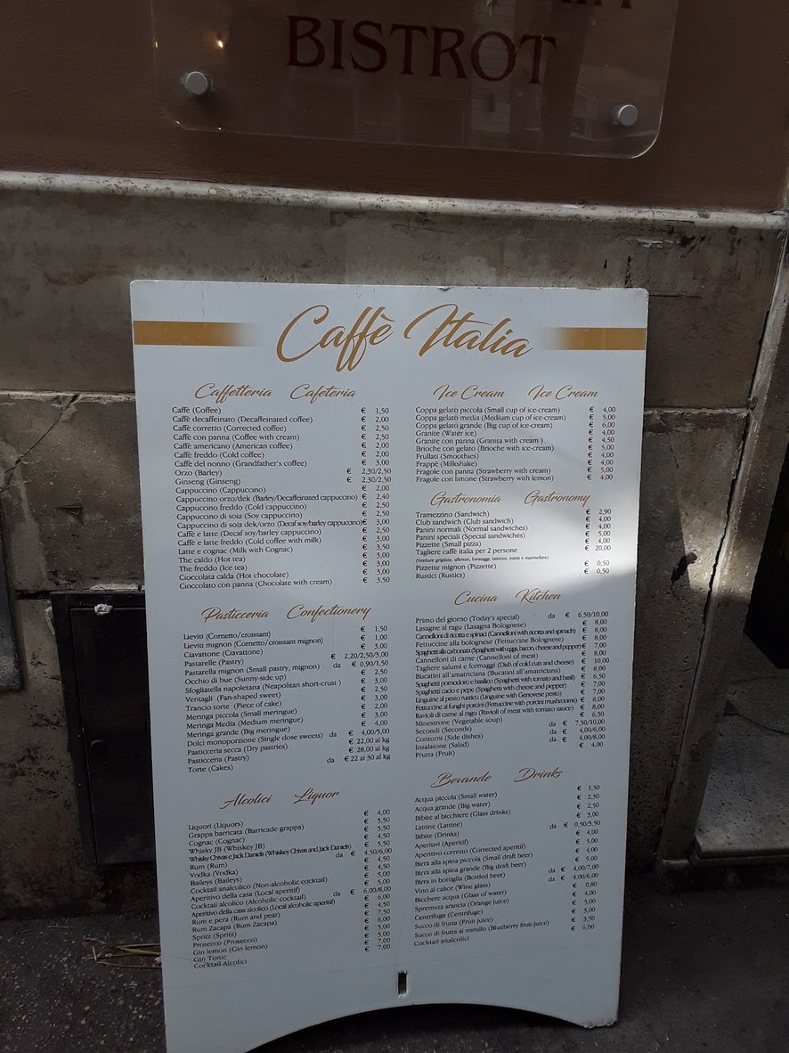 Caffè Italia menu 1