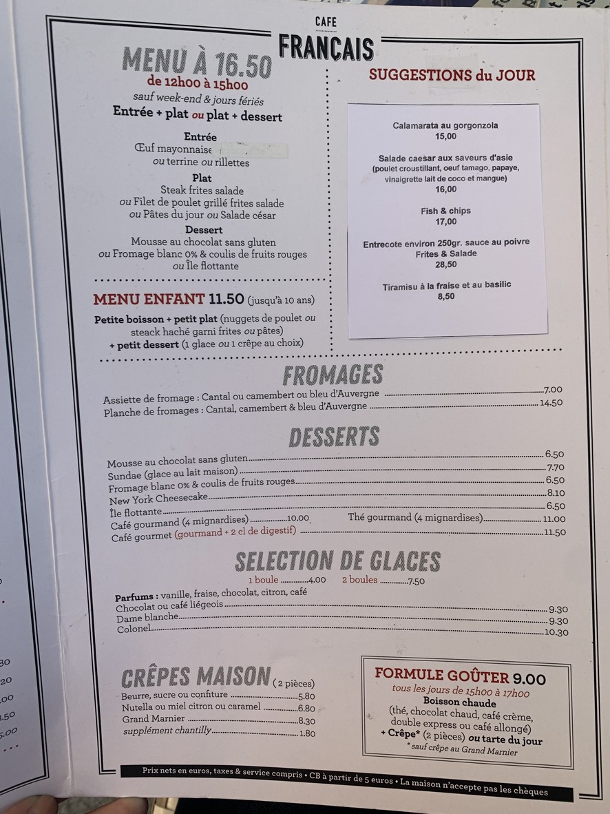 Café Français menu 2