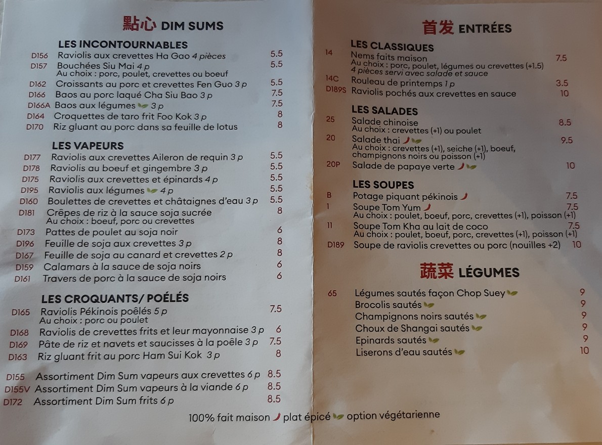 Le Mandarin de Choisy - restaurante asiático menu 1