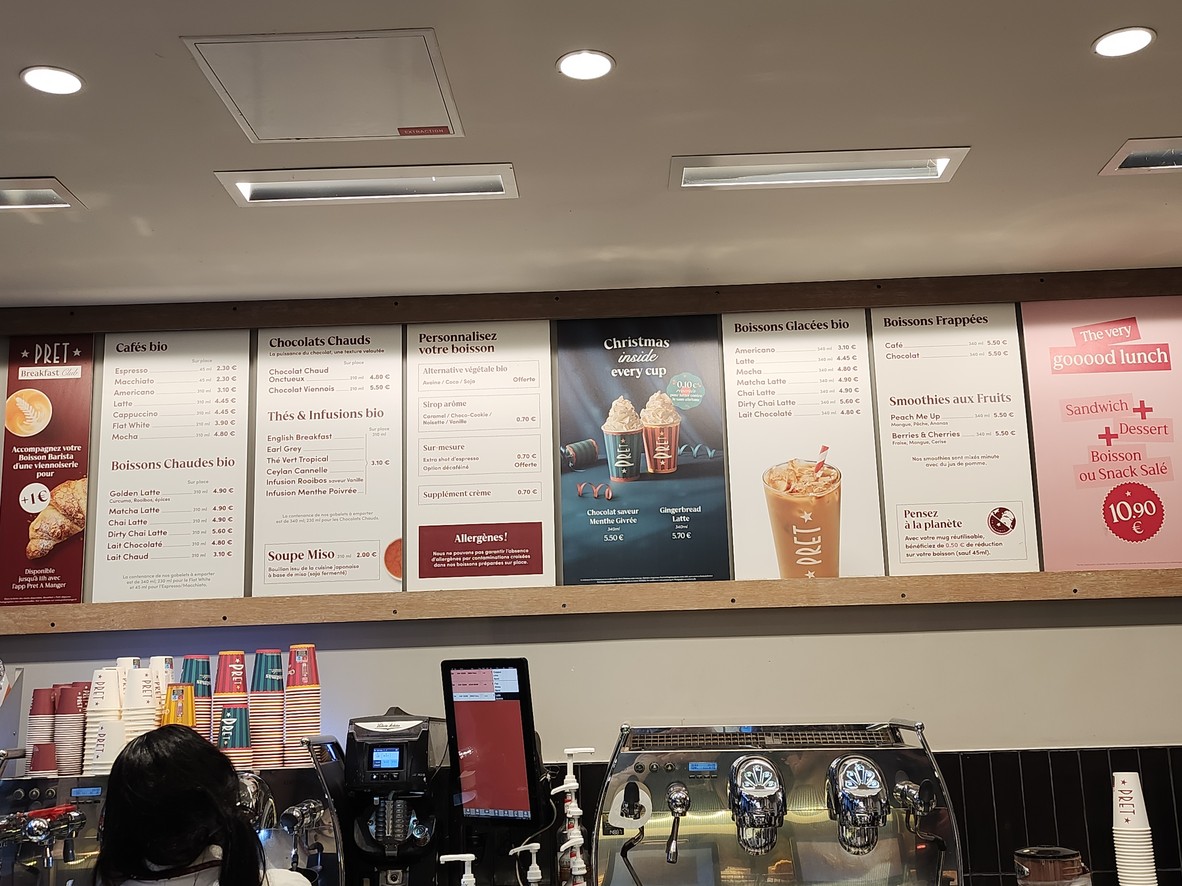 Pret A Manger Italie Deux menu 1