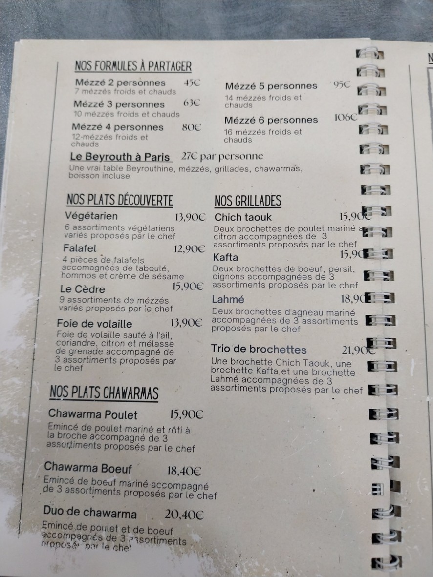 El Cedro menu 2