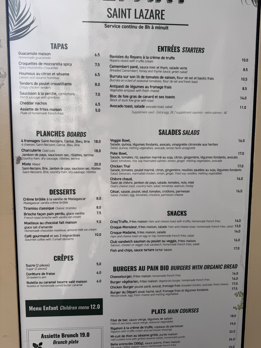 Le Départ Saint-Lazare menu 2