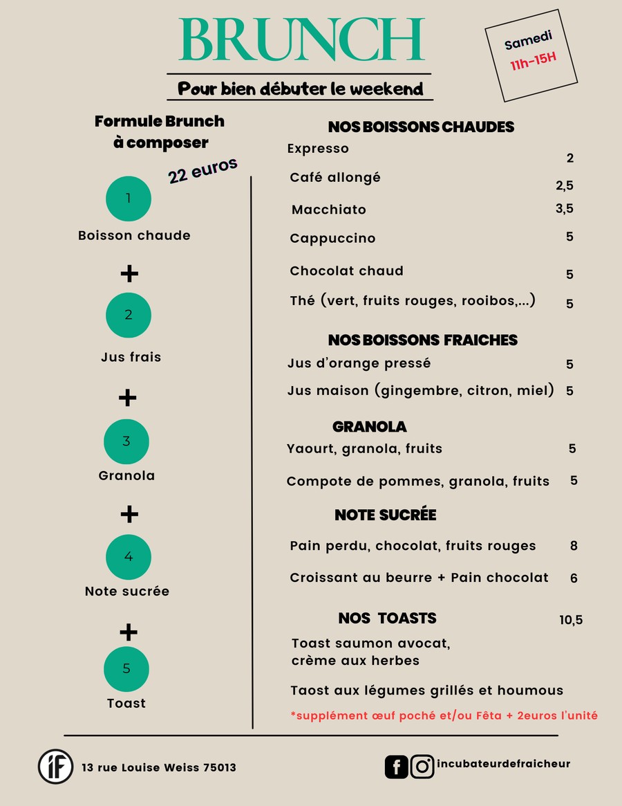 Incubateur de Fraîcheur menu 3