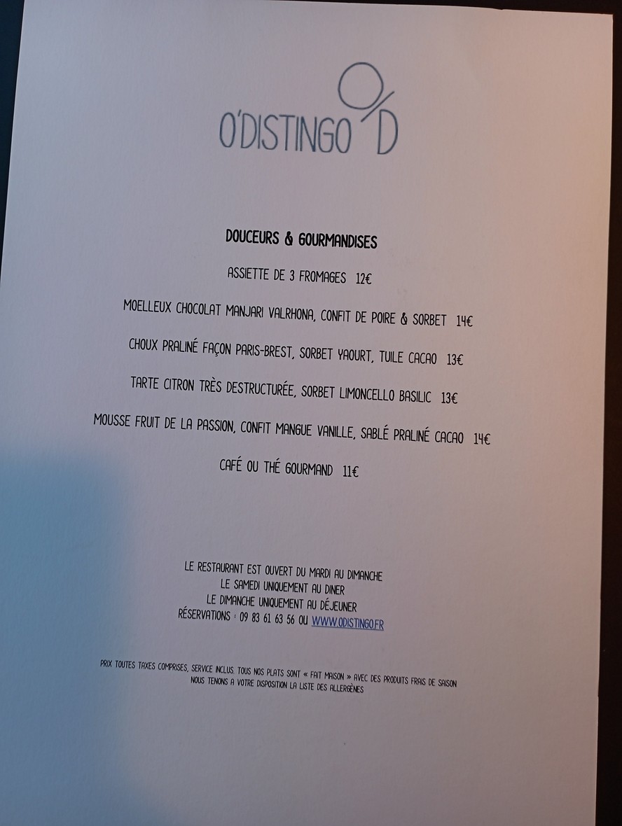 O'Distingo menu 2