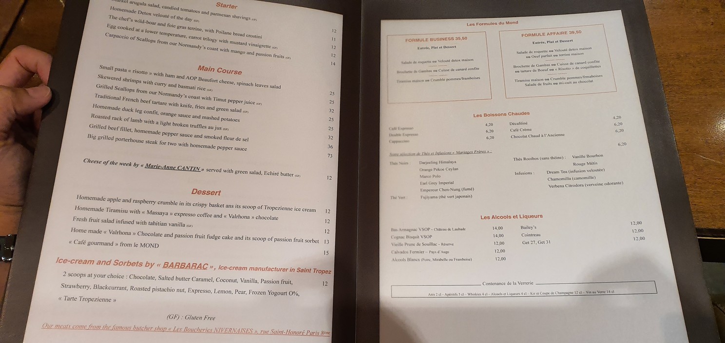 Le Mond menu 1