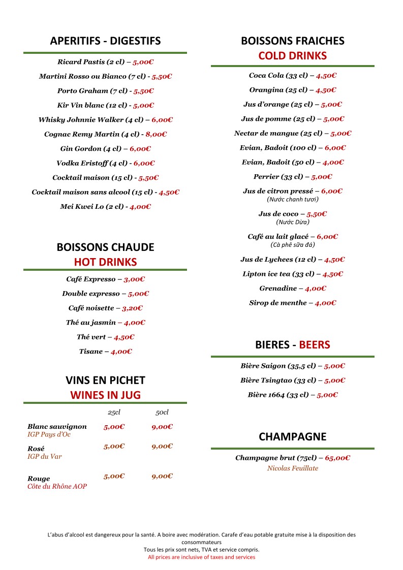Chao Sapa menu 3