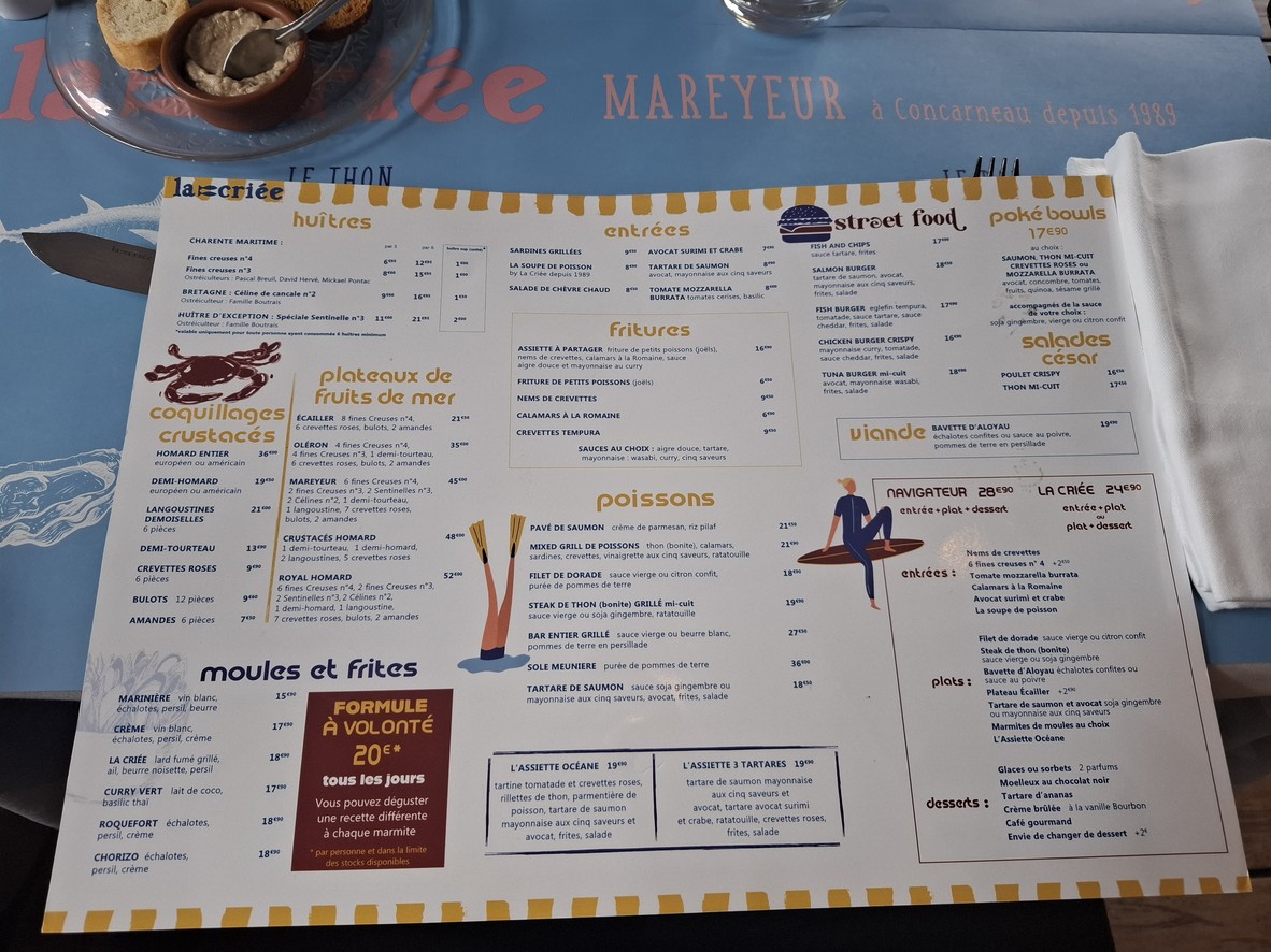 La Criée Gonesse menu 1