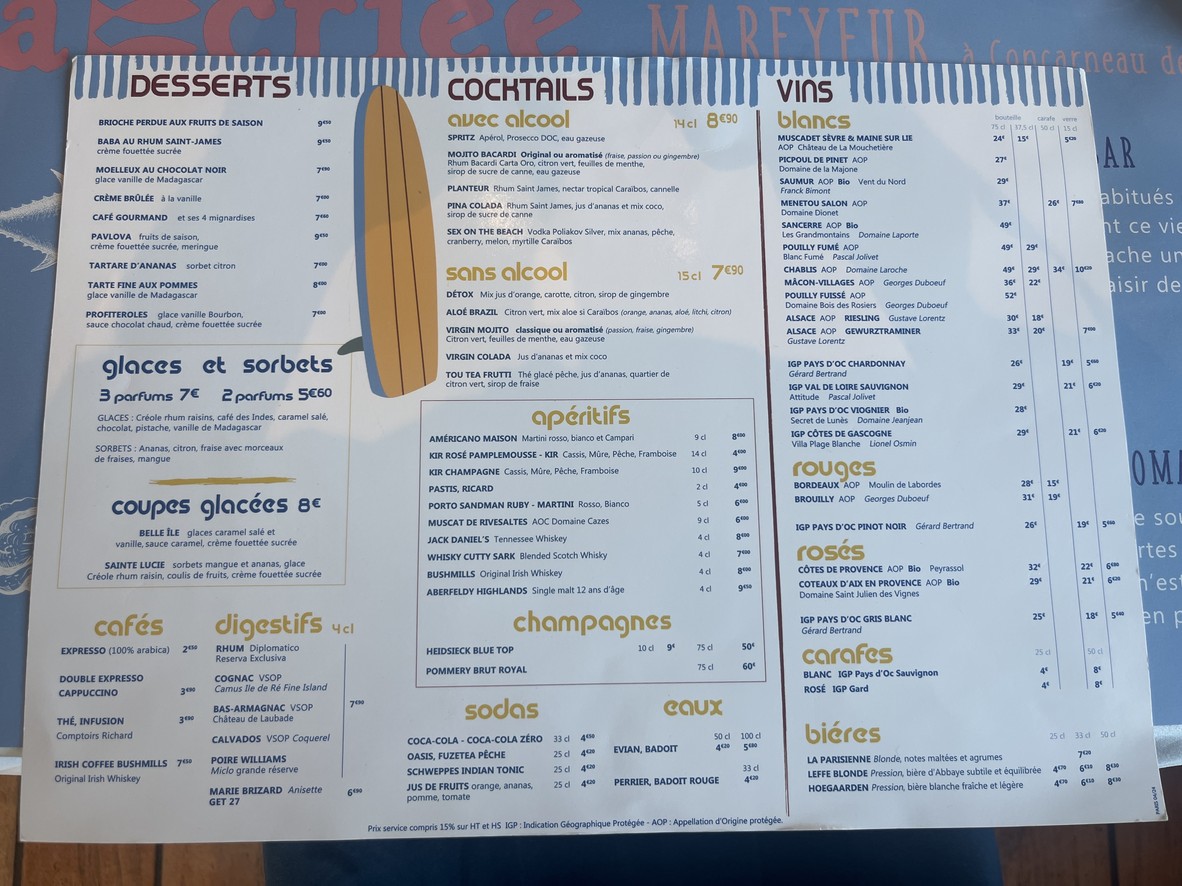 La Criée Gonesse menu 2