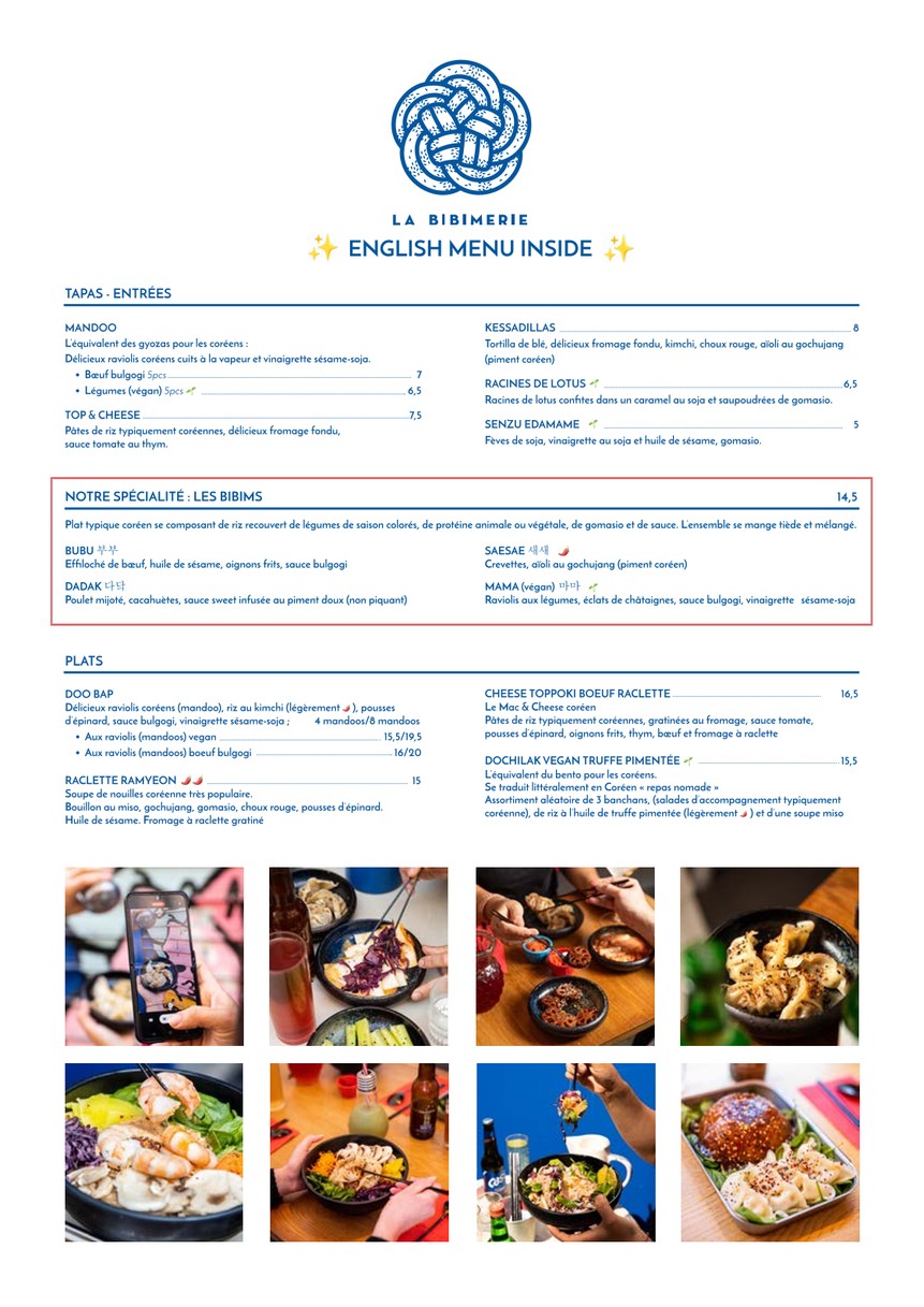 La Bibimerie - Restaurante Franco-Coreano menu 1