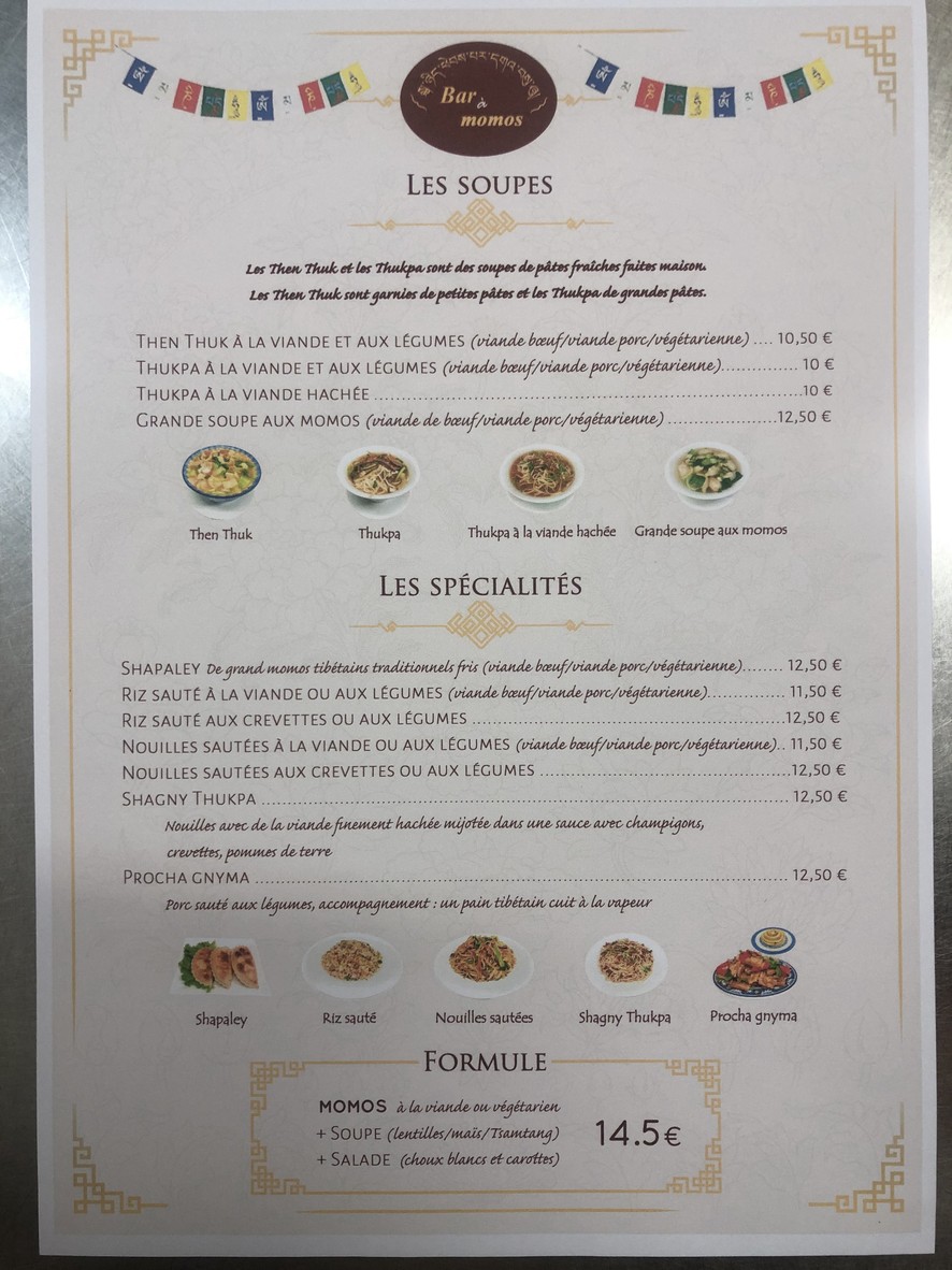 Bar à momos menu 2
