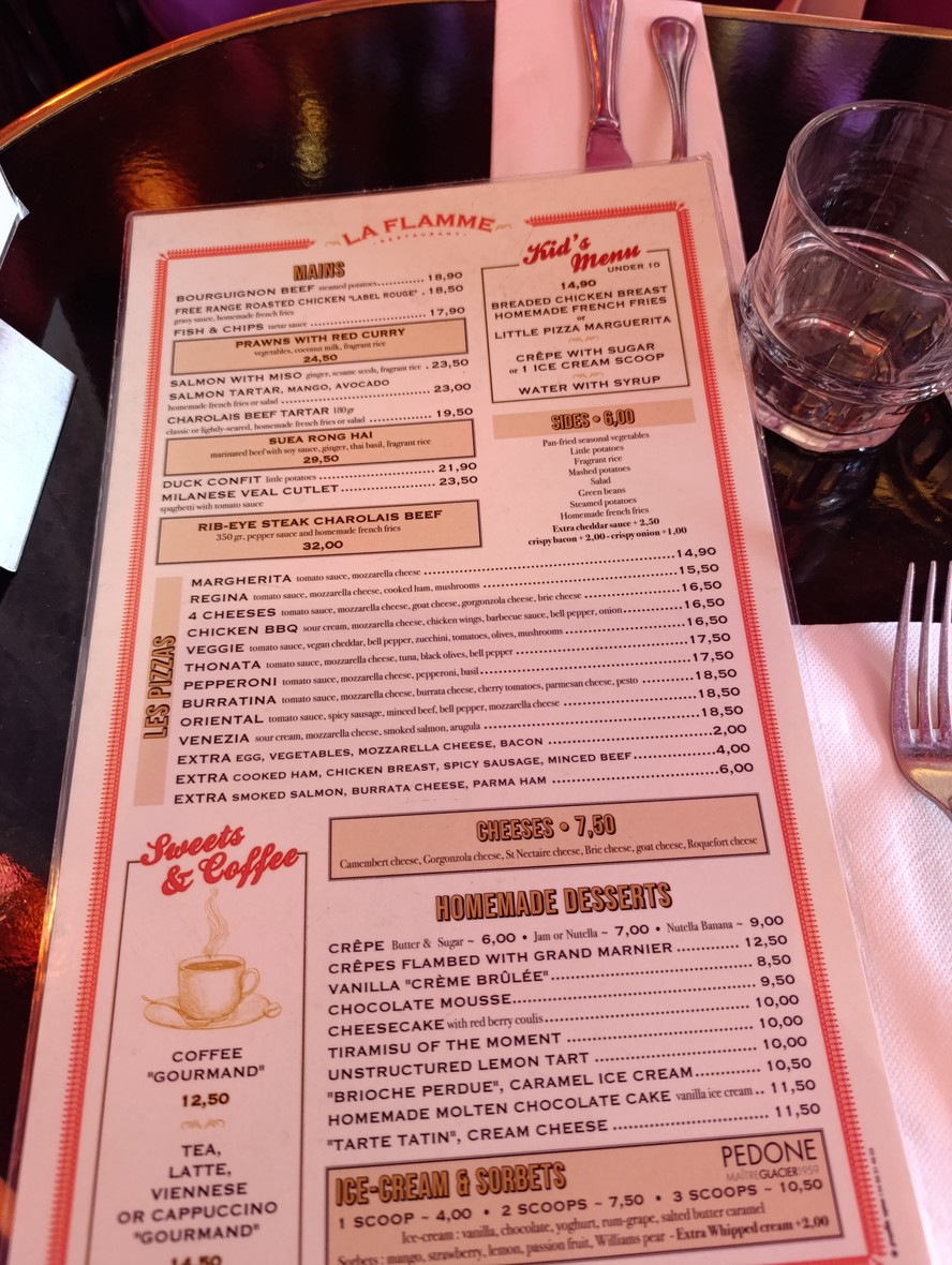 La Flamme menu 2
