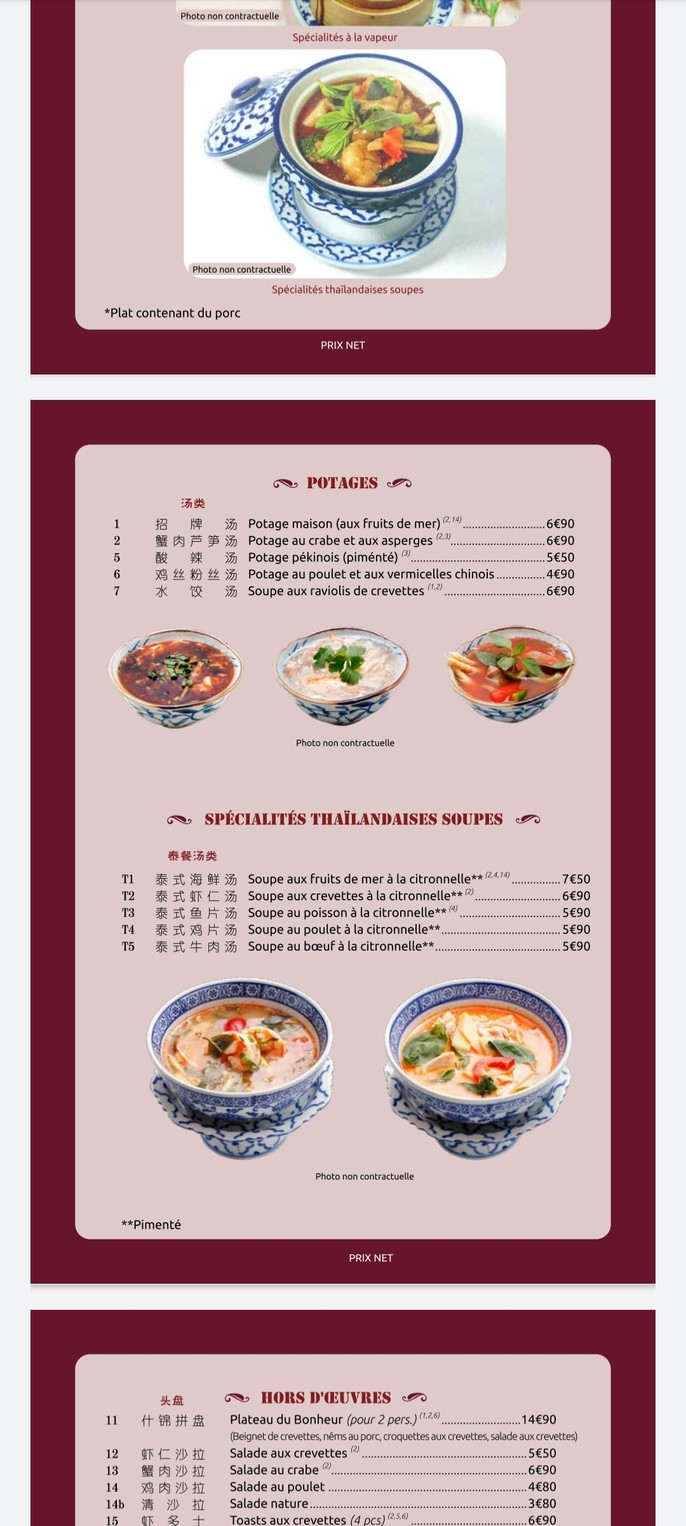 Soleil Levant menu 5