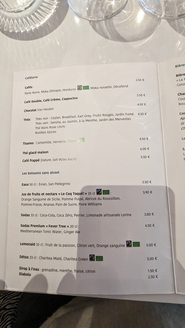 Le Bon Moment menu 1