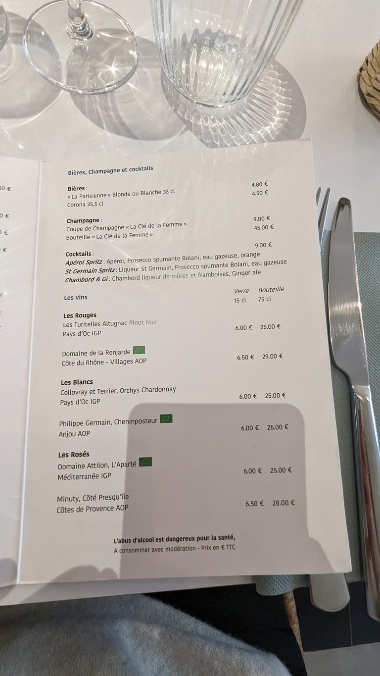 Le Bon Moment menu 2
