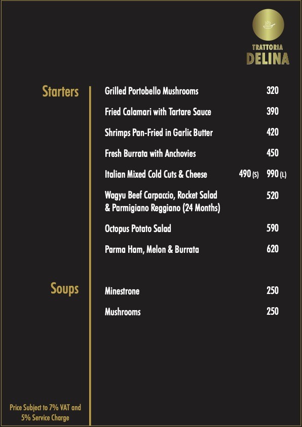 Trattoria Delina menu 1