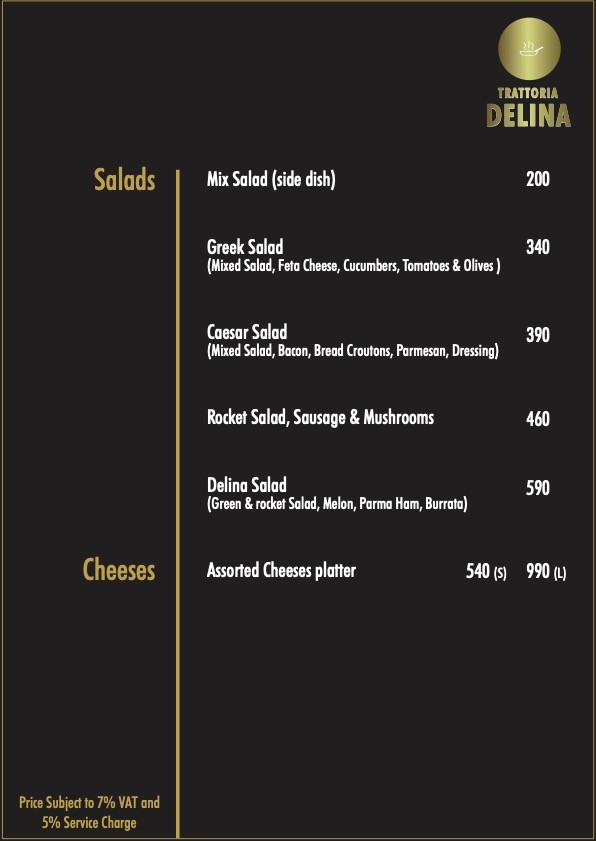 Trattoria Delina menu 2