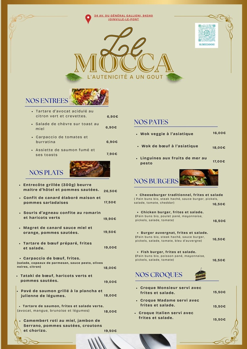 Le Mocca menu 1