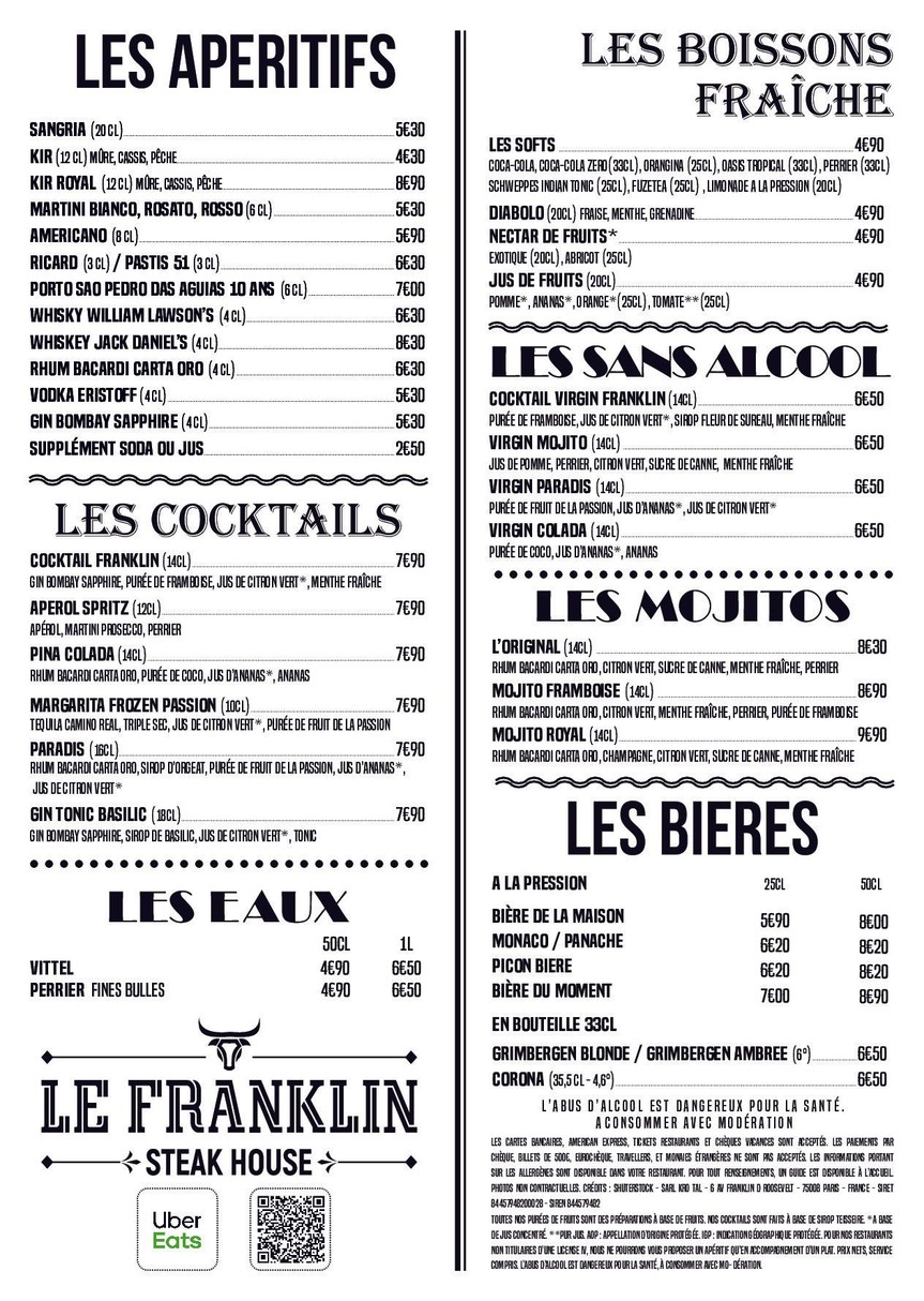 Le Franklin menu 4