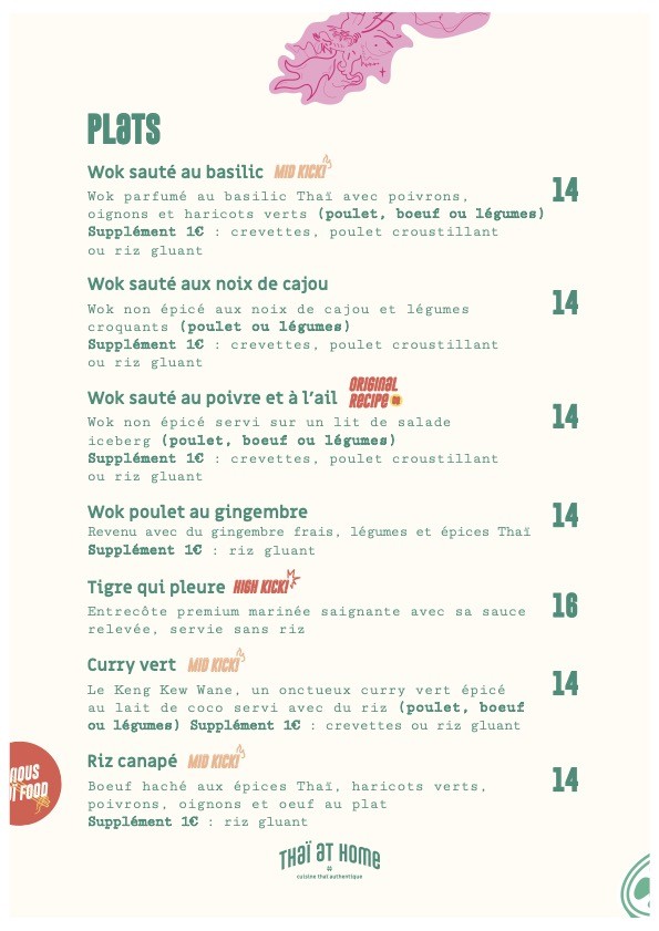 Thai at Home Batignolles menu 2