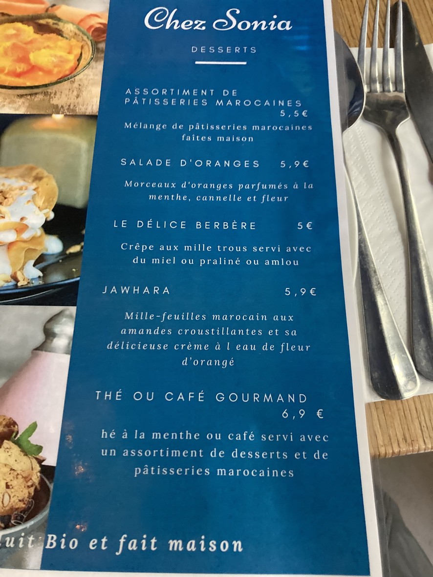 Chez Sonia menu 2