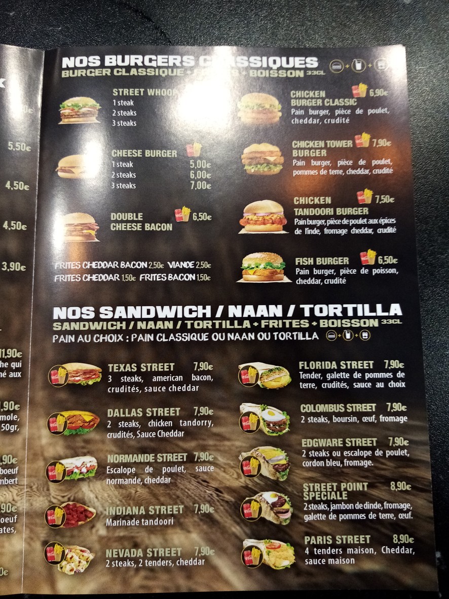 Street Point - Porte d’Orleans menu 1