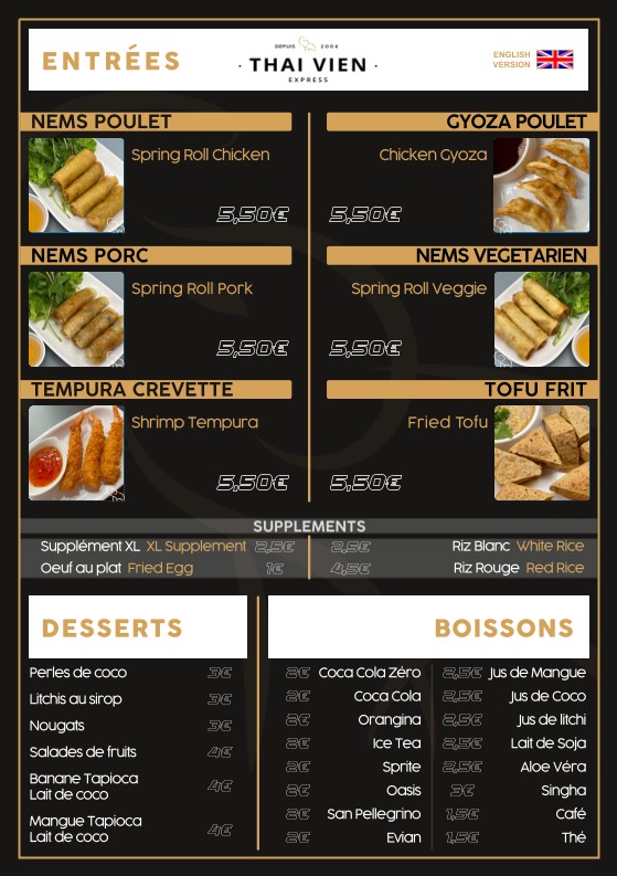 Thaï Vien Express menu 1