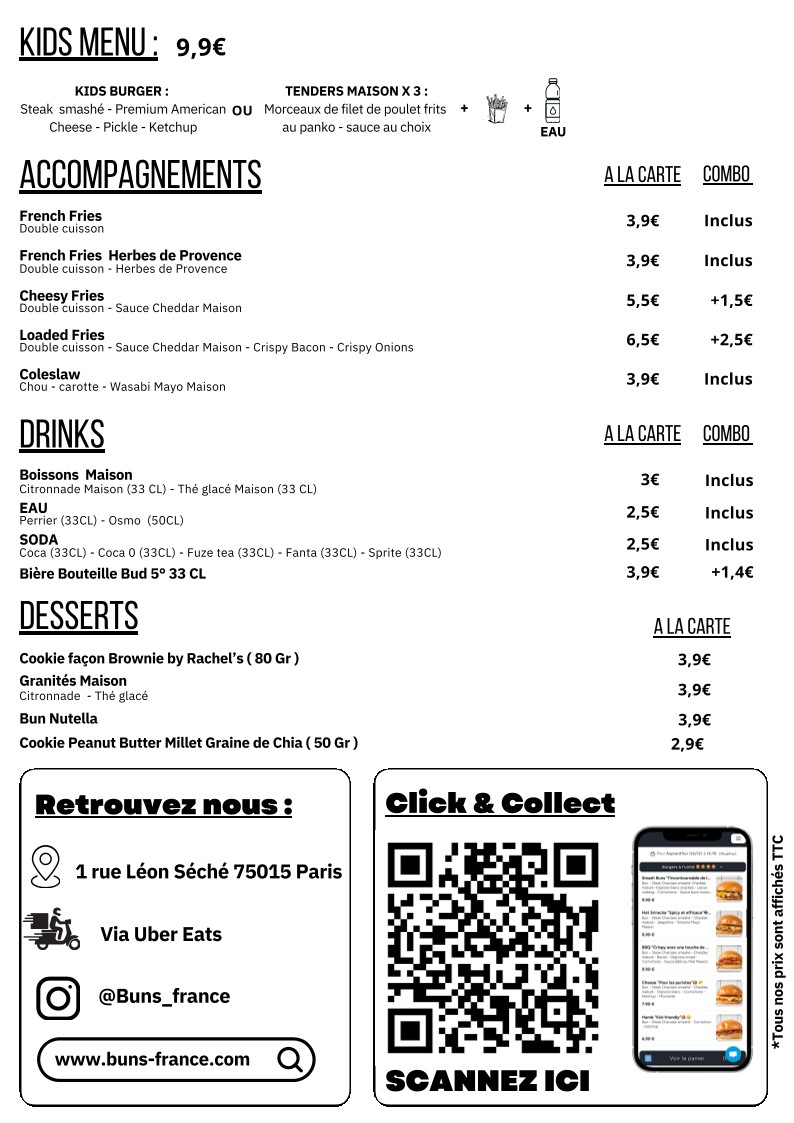 Buns Paris 15 menu 2