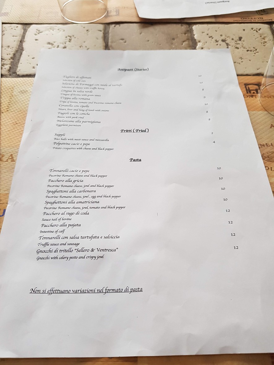 Sellero e Ventresca Due Hosteria Romana menu 1