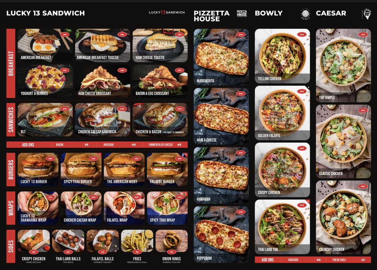 Lucky 13 Sandwich Sukhumvit Soi 50, Saf Residence, Bangkok menu 1