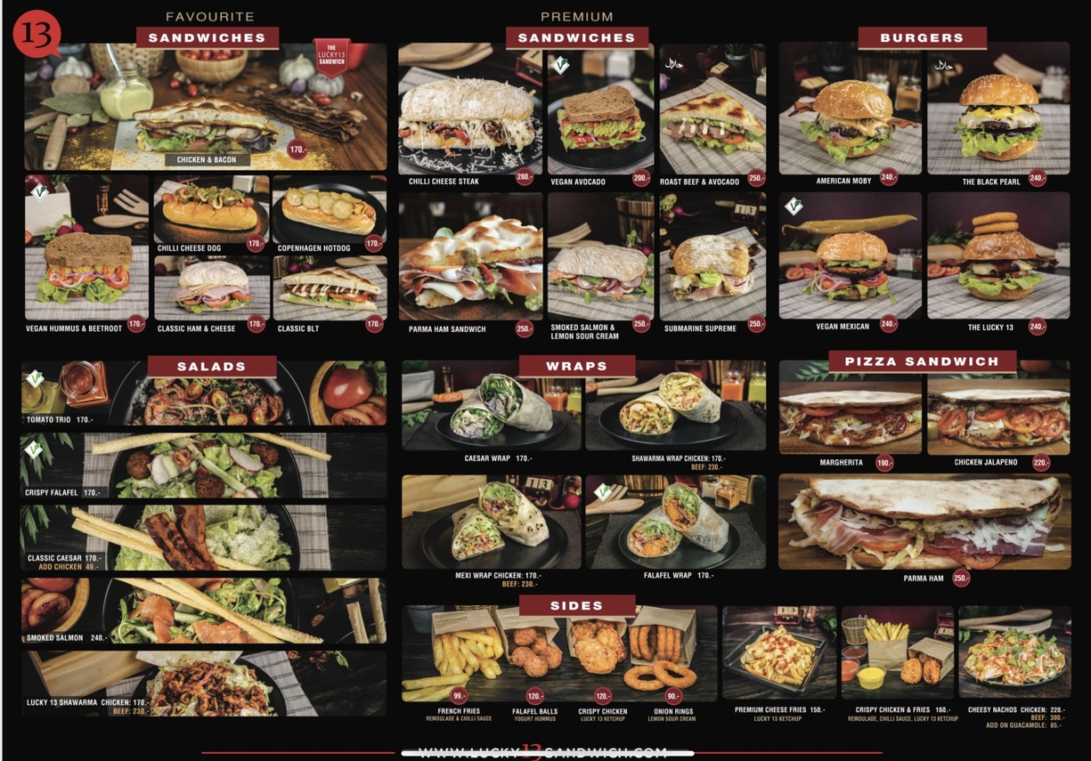Lucky 13 Sandwich Sukhumvit Soi 50, Saf Residence, Bangkok menu 2