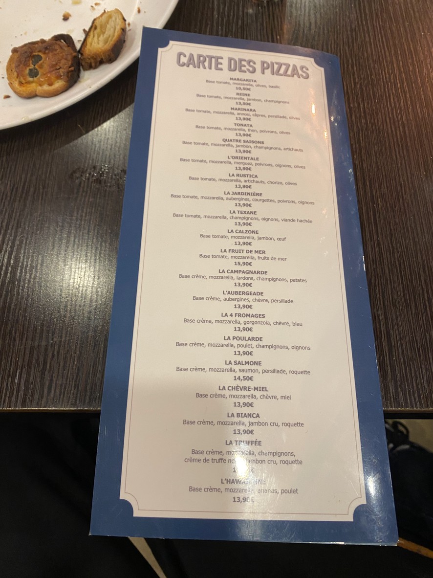 Au Gourmet de Picpus menu 2