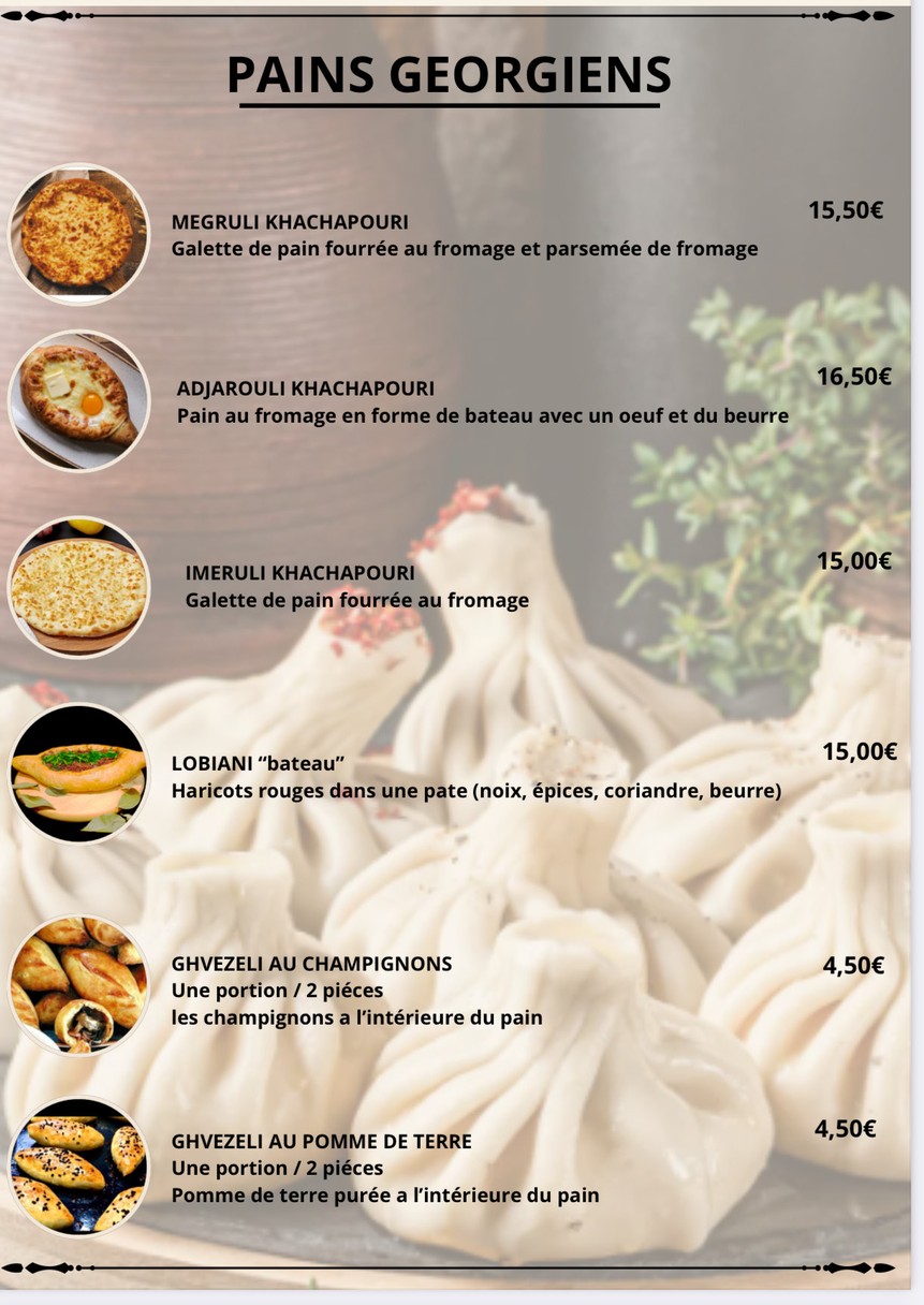 Restaurant Georgien QVEVRI (Les Georgiens) - Paris 75019 - Restaurant traditionnel géorgien - Ouvert le dimanche menu 4