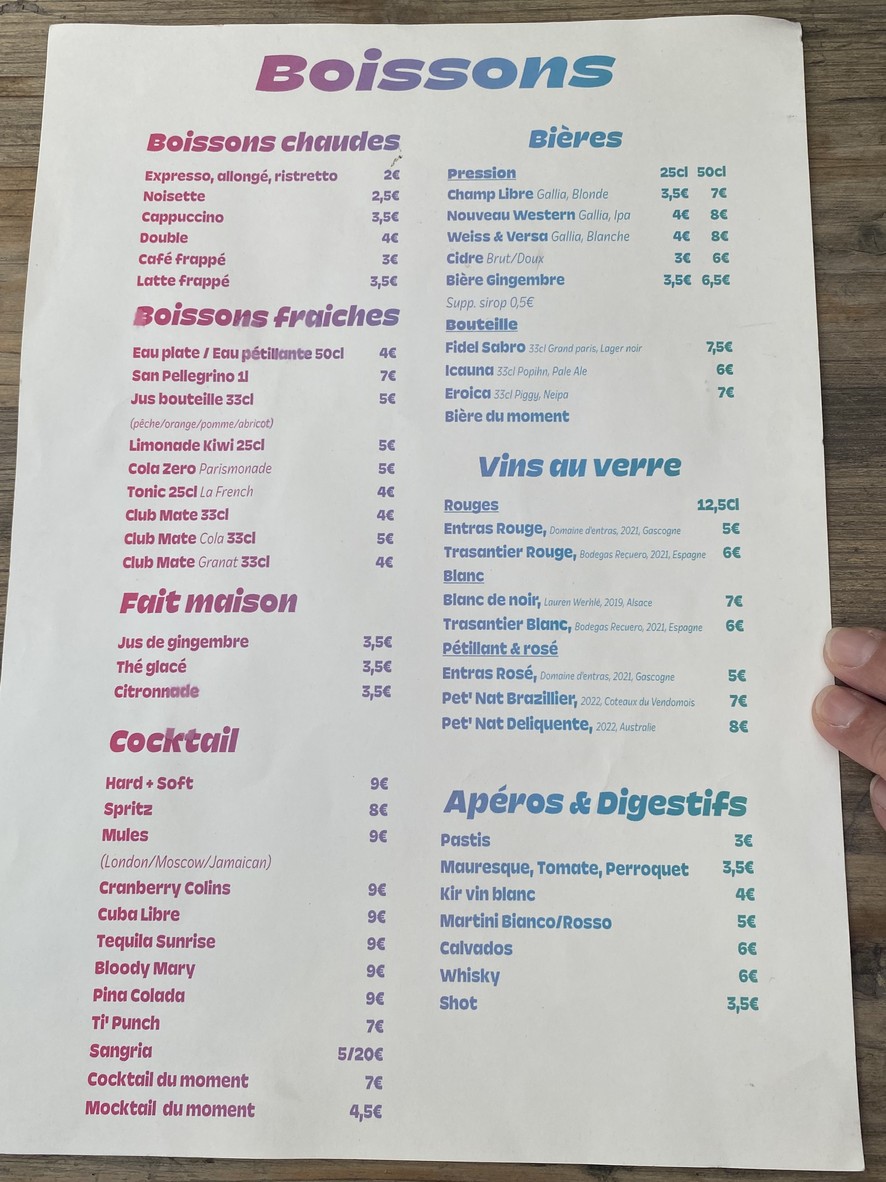 La Bretelle menu 3