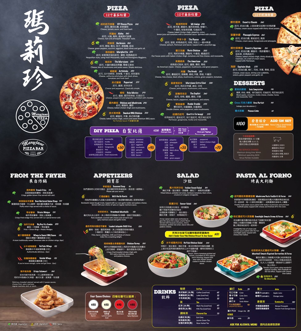 Mary Jane Pizza Tienda NTU menu 1