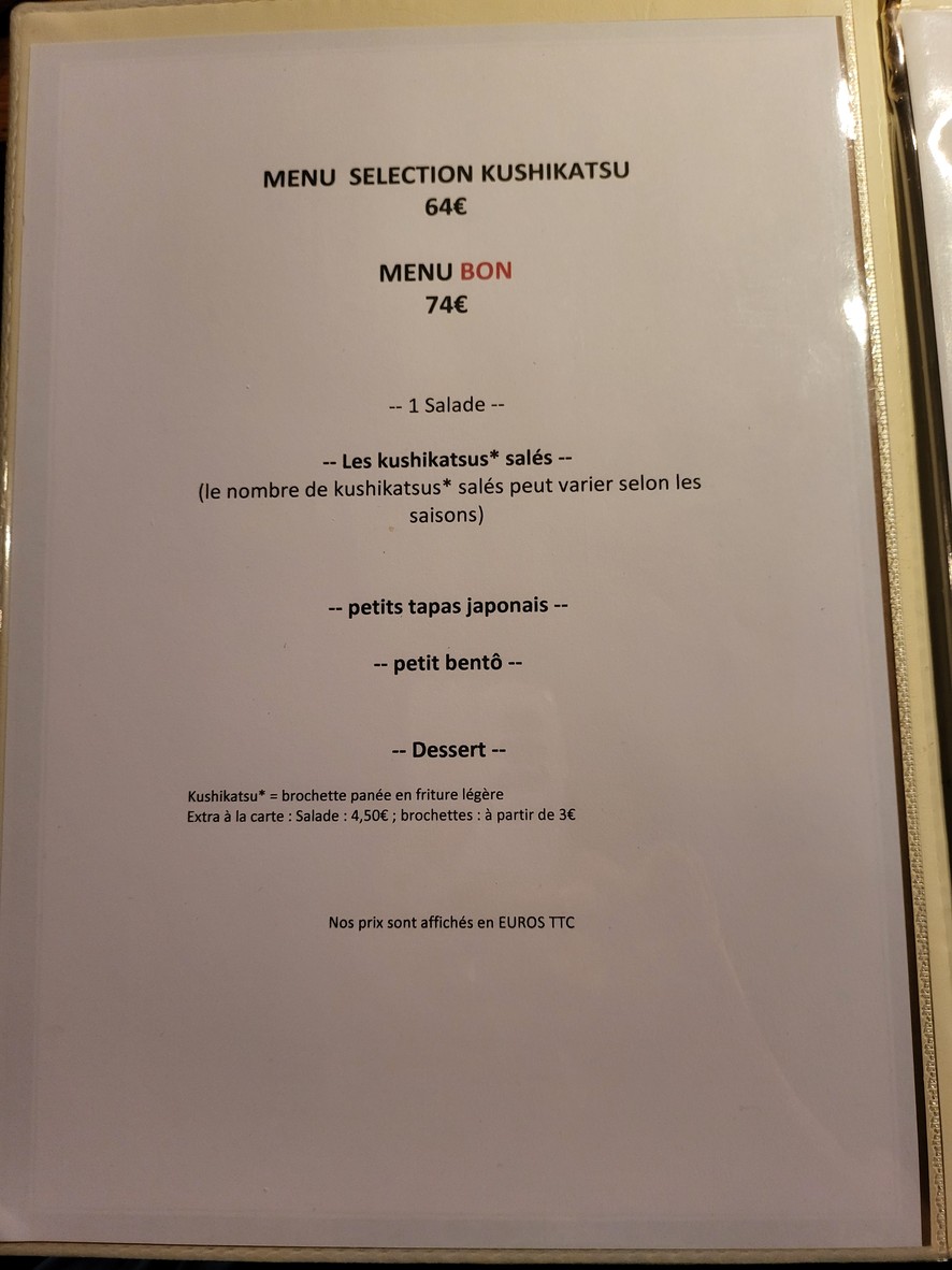 Kushikatsu Bon menu 2
