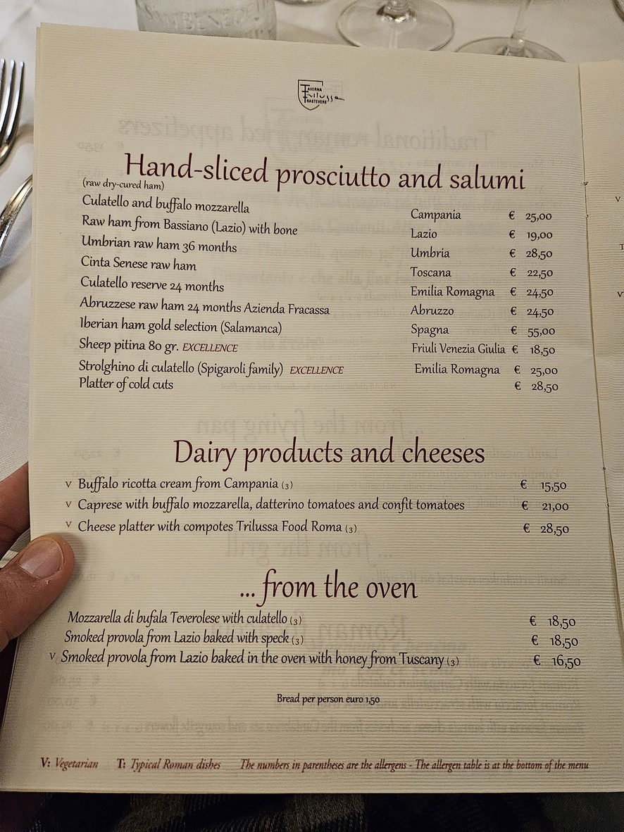 Taverna Trilussa menu 1