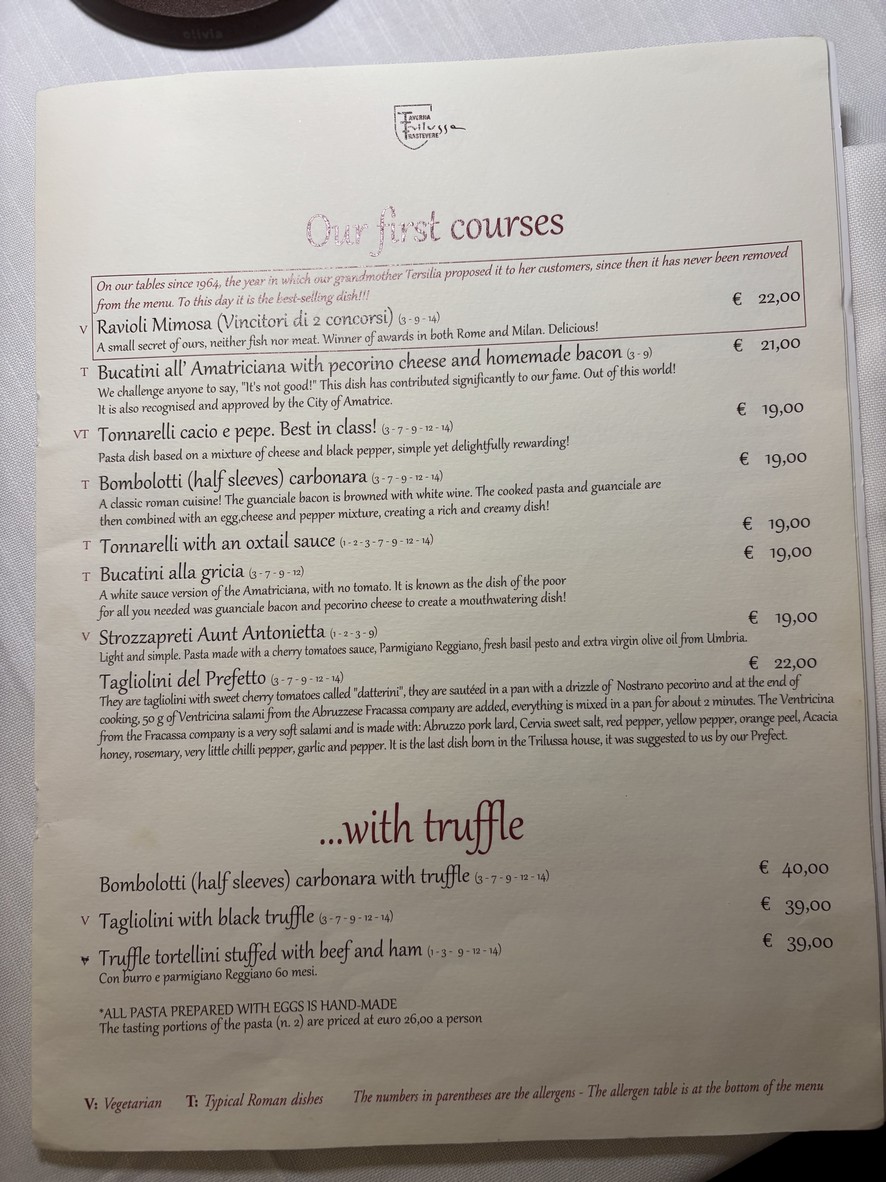 Taverna Trilussa menu 3