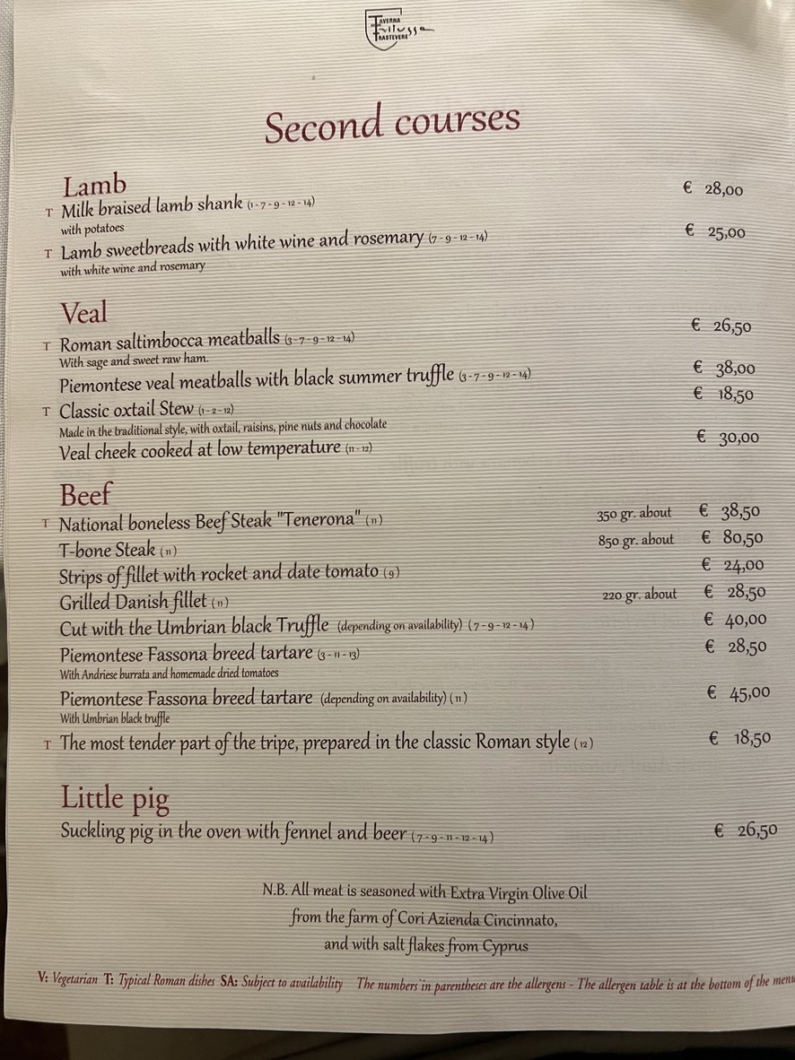 Taverna Trilussa menu 4