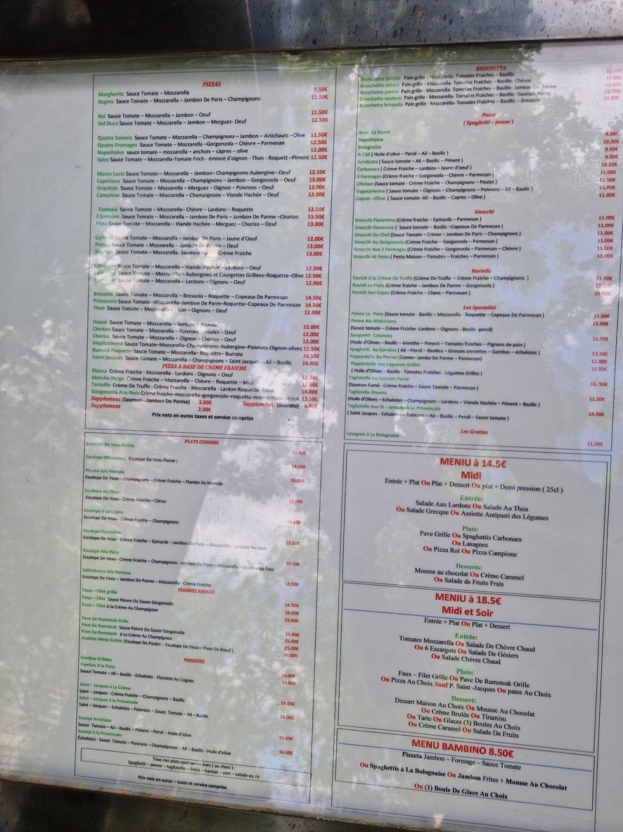 Restaurant Italien "La Pietà" menu 1