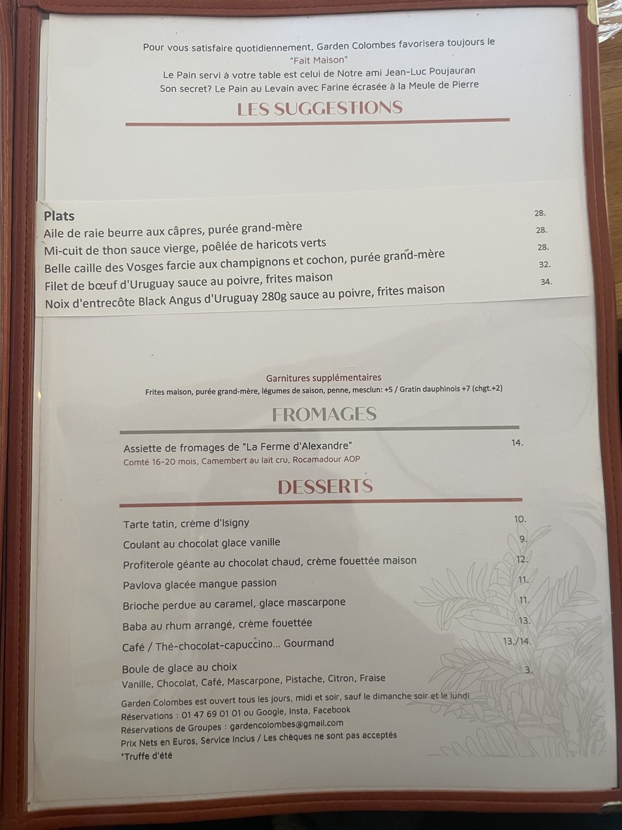 Garden Colombes menu 2