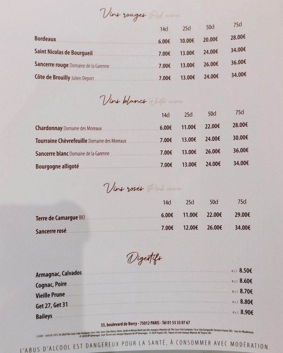 Le Chambertin menu 3