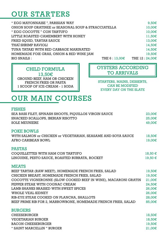 Restaurant Le Boa menu 1