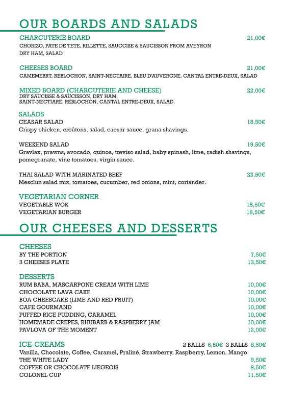 Restaurant Le Boa menu 2