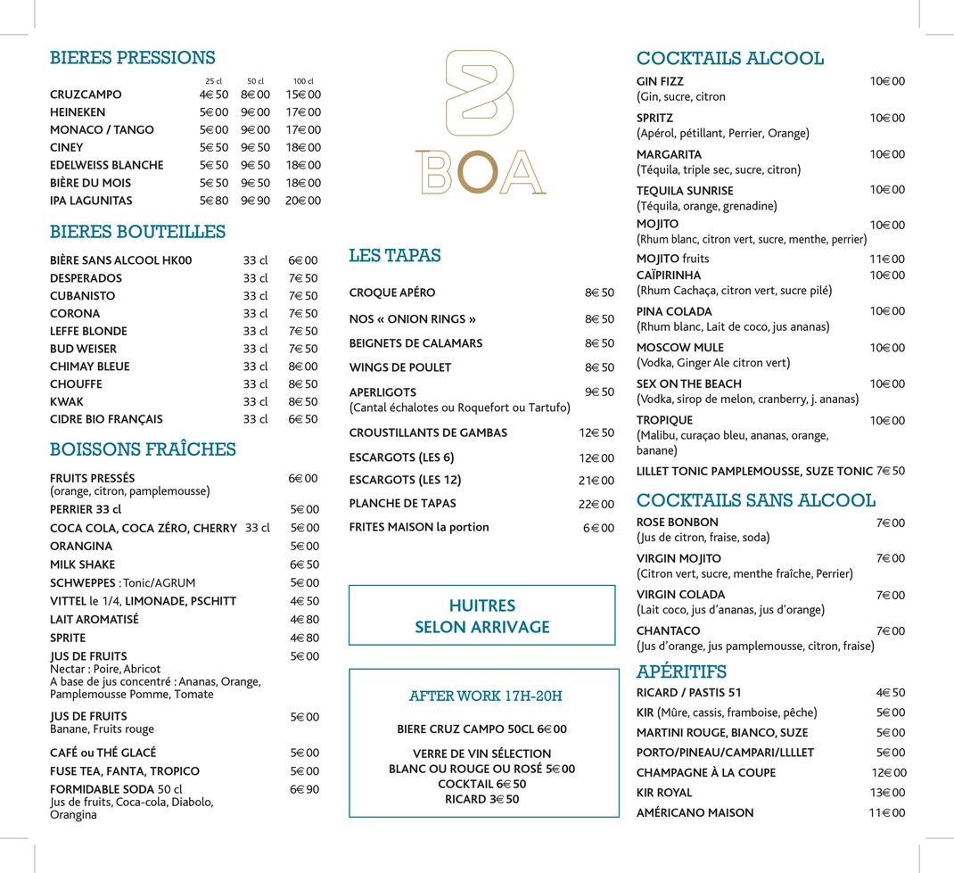 Restaurant Le Boa menu 3