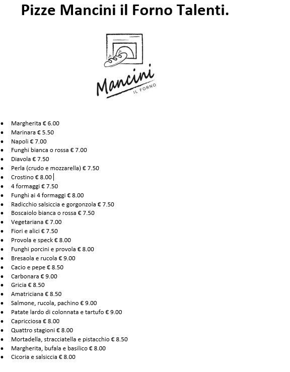 Mancini il Forno menu 1