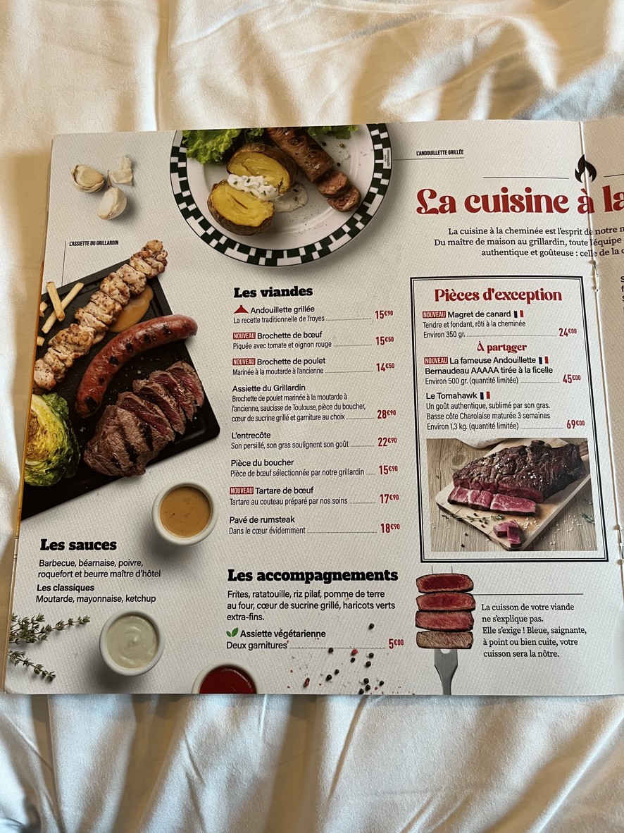 Courtepaille Villepinte menu 2