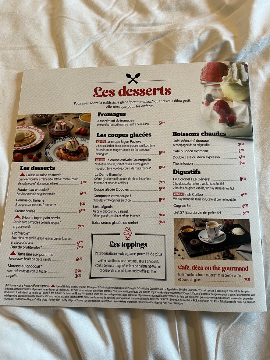 Courtepaille Villepinte menu 4