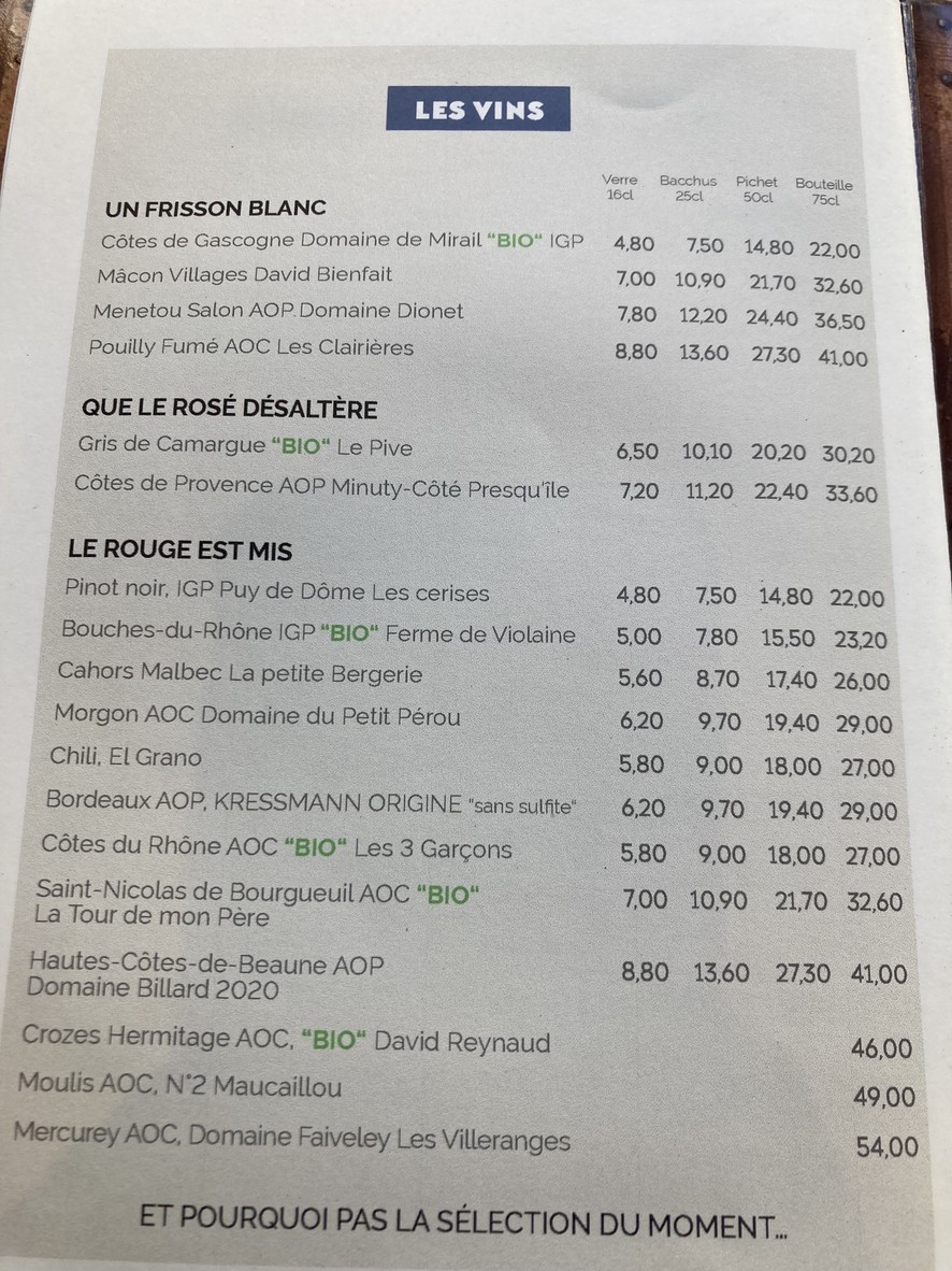 Le Murmure Fracassant menu 2