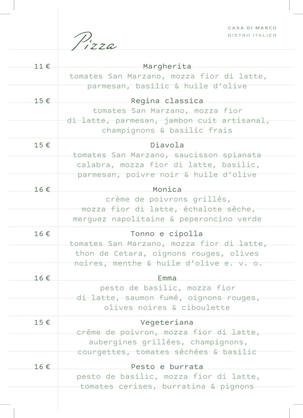 CASA DI MARCO Deuil-la-Barre menu 2