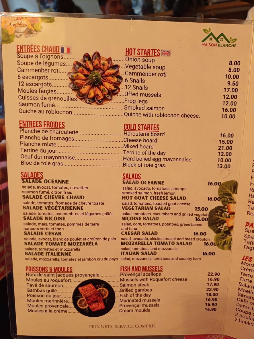 Maison Blanche menu 1